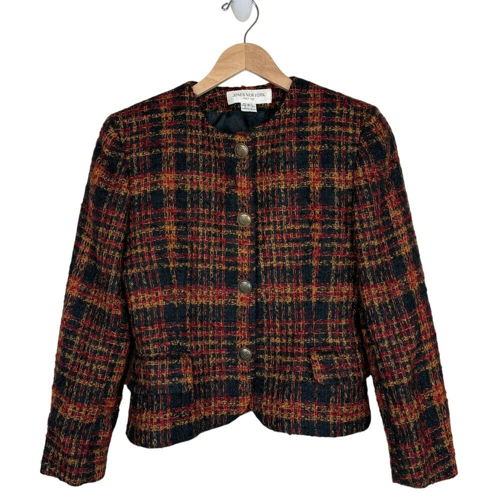 Vintage Jones New York Petite Bouclé Tweed Jacket 6P USA Made Academia Preppy